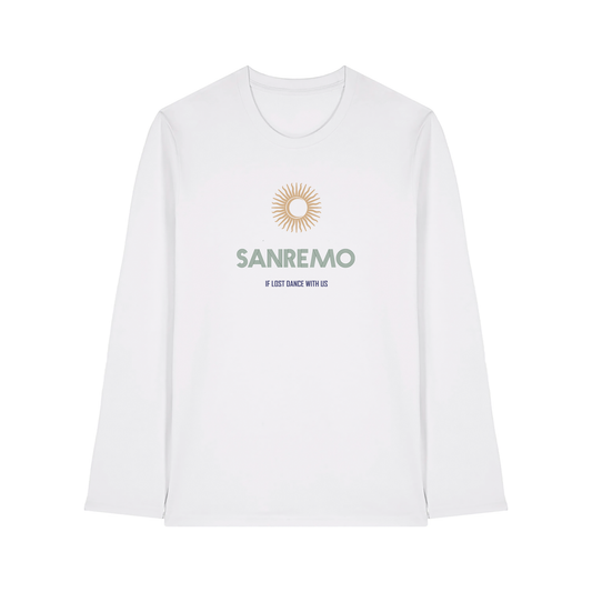 SANREMO Long Sleeve T-Shirt - Hun Sauce. Retro graphic t-shirt in white