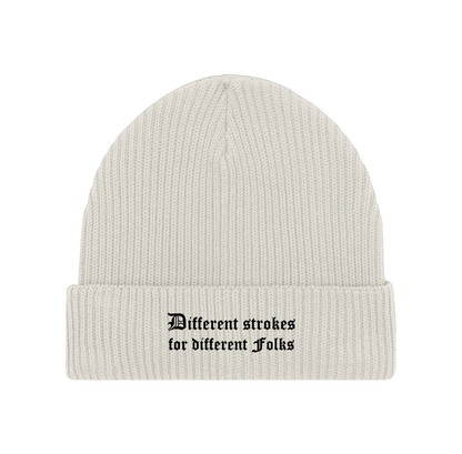 DIFFERENT FOLKS Black Embroidery Beanie Hat - Hun Sauce - Inspired by Fontaines Dc - Cream