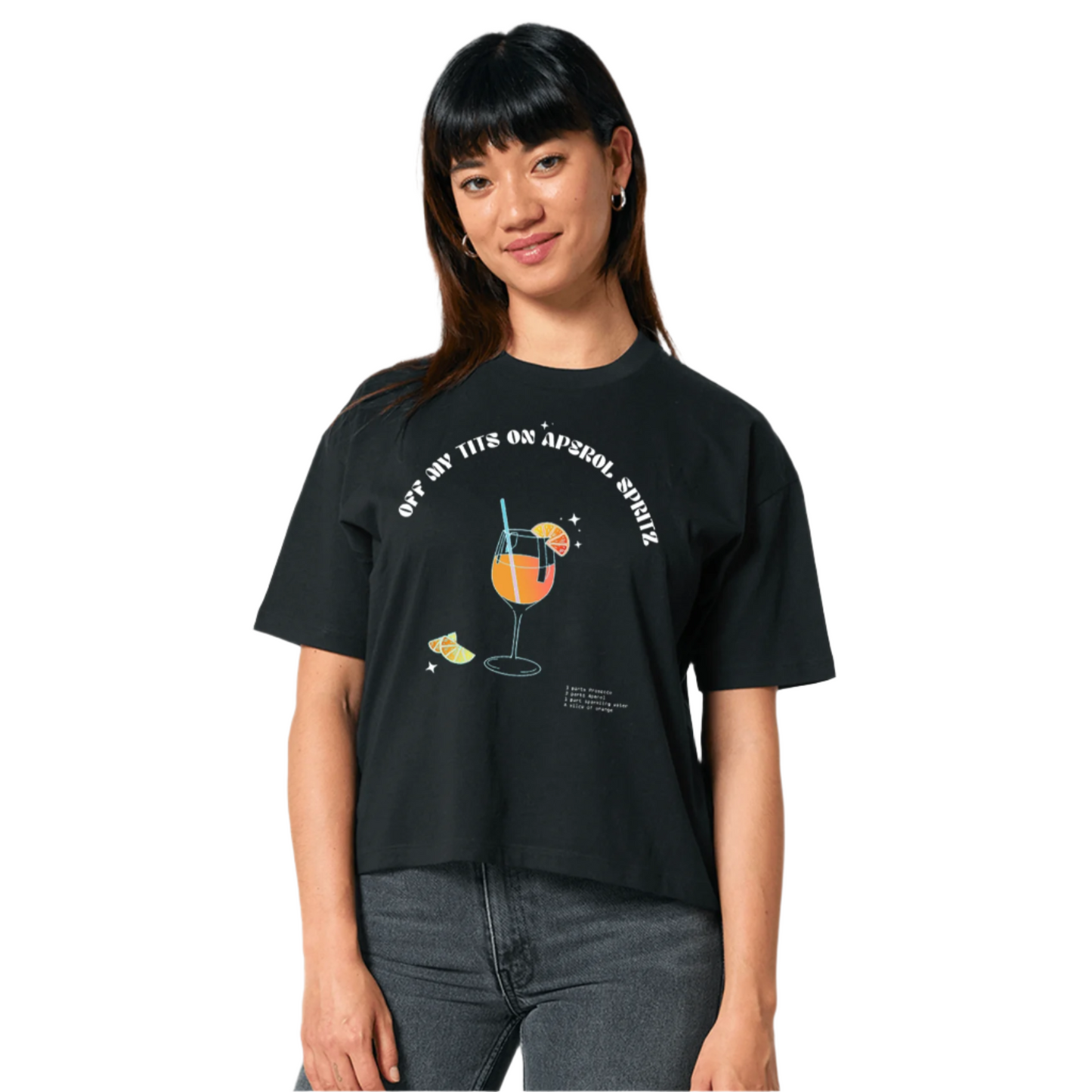 Off My Tits On Aperol Spritz Women's T-Shirt, Cropped Style - Hun Sauce