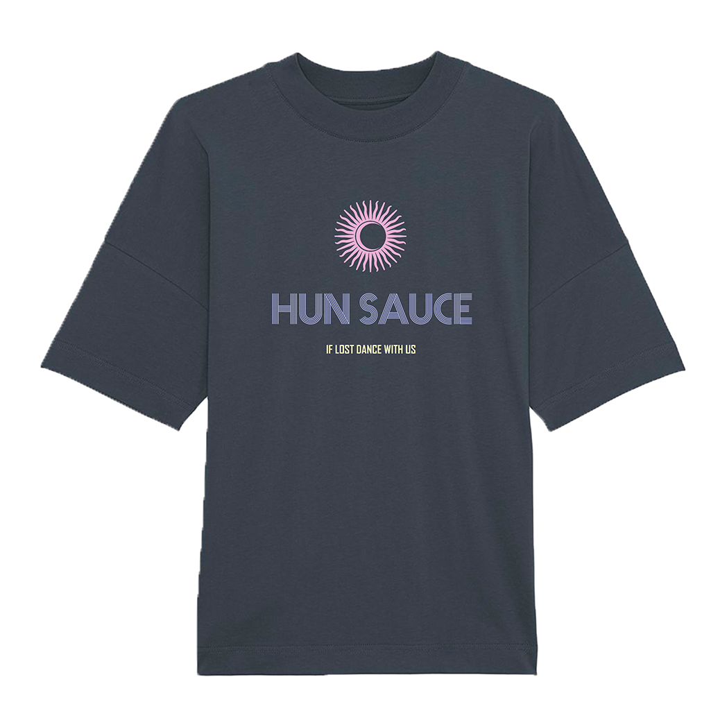 DANCING SUN Heavy Weight T-Shirt | Oversized Ibiza Style | Hun Sauce - Inky Grey